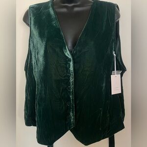 LC Lauren Conrad Deep Green Velvet Blouse
